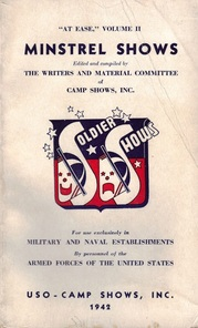 Cover of booklet declaring; USO Camp Shows Guide - 'MINSTREL SHOWS, distributed by Army Special Services.