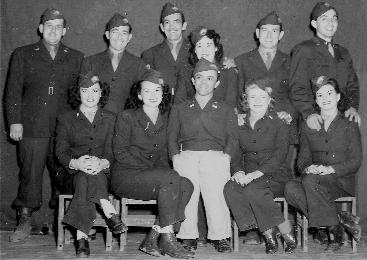 Photograph of five women, five men who comprised this USO tour group, in two rows.